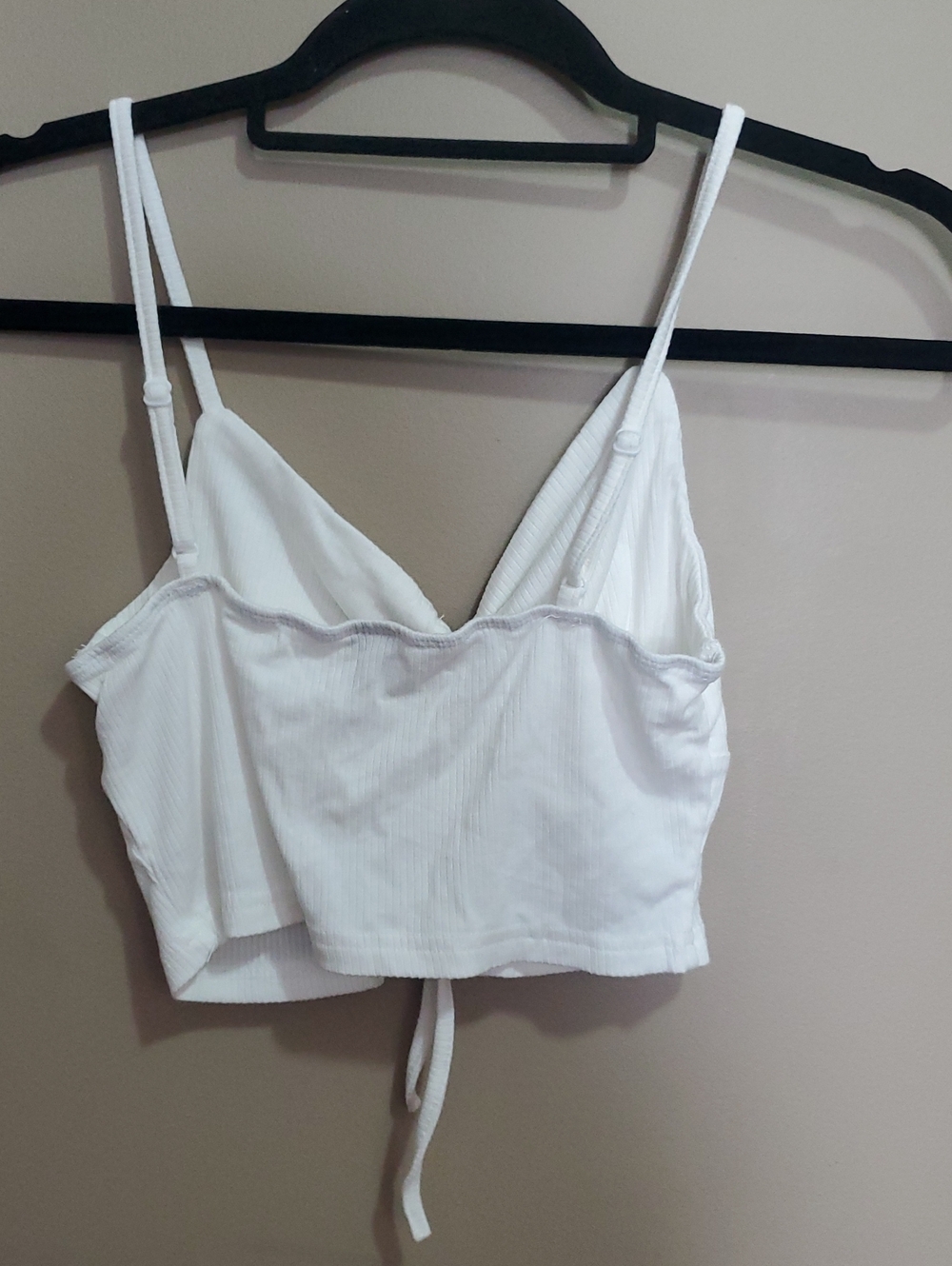 SHEIN White Ribbed Ruched Drawstring Crop Cami Size Small - Picture 4 of 4